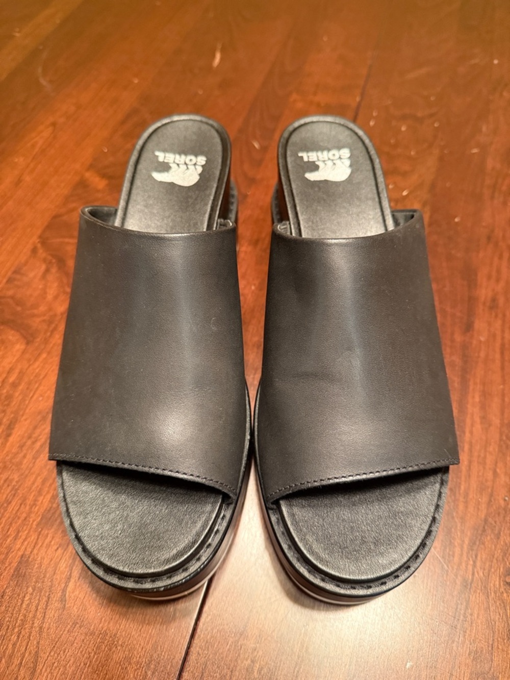 Sorel Black Slip-On Open Toe Mules
